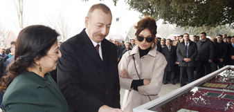 President Ilham Aliyev reviews the stand of Azermarka
